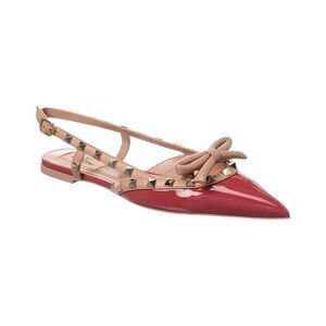 Valentino Rockstud Bow Patent Slingback Ballerina Flat, Pink